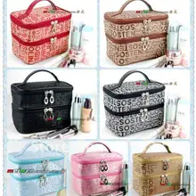 Пакет Геометрический Bolsas для макияжа Maleta де Maquiagem Двухслойной кошелек для женщины Косметическая сумка из чехола с молнией