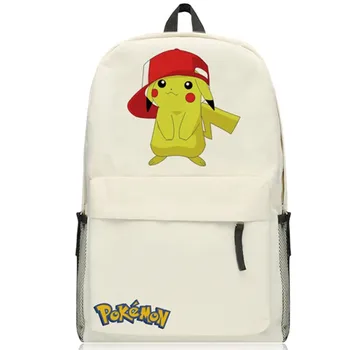 

Pika Pocket Monster Anime Satoshi Large Canvas backpack Cosplay School bag 45x30x15cm