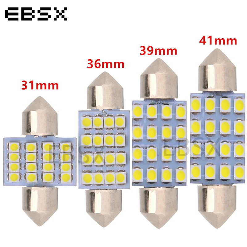 Светодиодные лампы EBSX 30 шт. 12 В C5W 31 мм 36 39 41 1210 16 SMD Festoon | Автомобили и мотоциклы