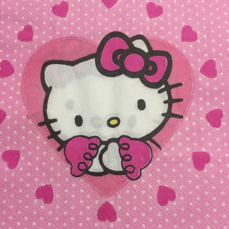 20 шт. hello kitty розовый мультфильм тема красочные бумажные салфетки День Рождения