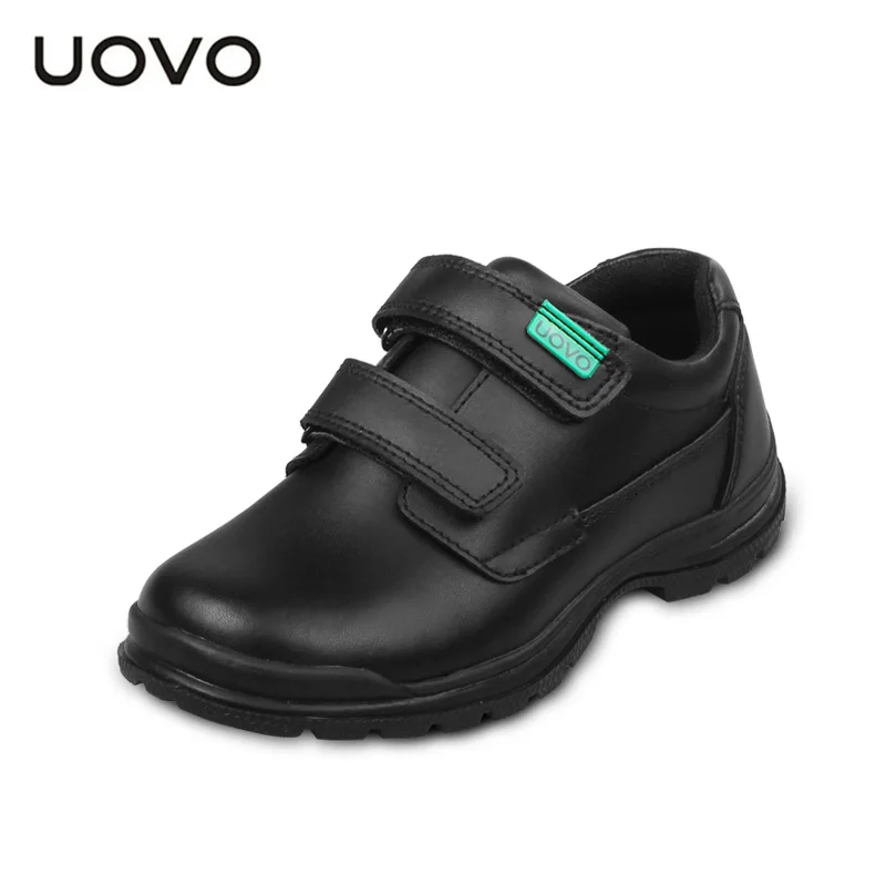 Бренд uovo Натуральная кожа Мальчики обувь Британский ретро черные детские мокасины детские повседневные модельные туфли обувь#30-37 эспадрильи - Цвет: Черный