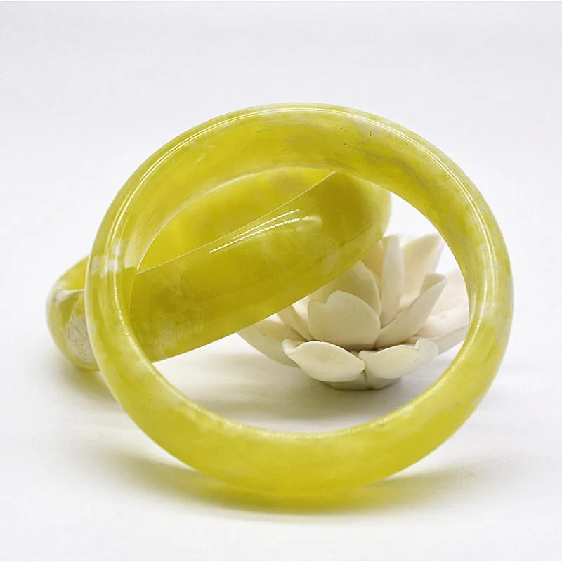 

new XIUYU Jade Bangle Ginger Yellow Bangle for Women Hand Carved Fine Jewelry 60mm