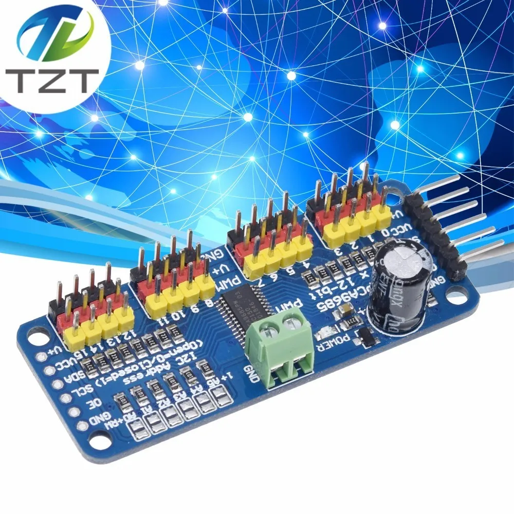 

TZT 16-Channel 12-bit PWM Servo Driver - I2C interface - PCA9685 for Arduino Raspberry Pi DIY Servo Shield Module servo shield