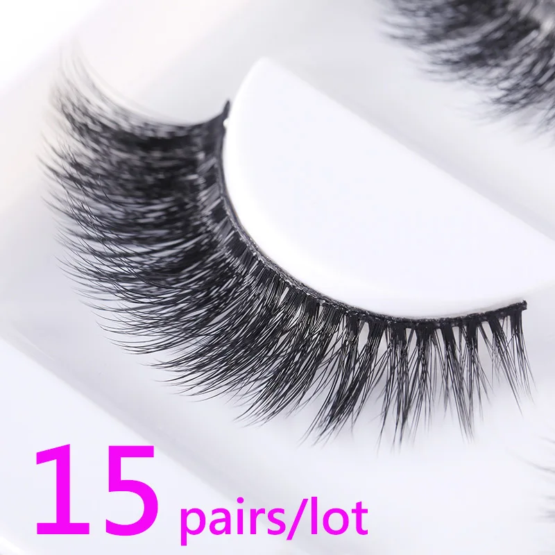 

Daily Makeup Handmade Reusable False Lashes 15 Pairs 3D Real Mink Fur Fake Eyelashes Messy