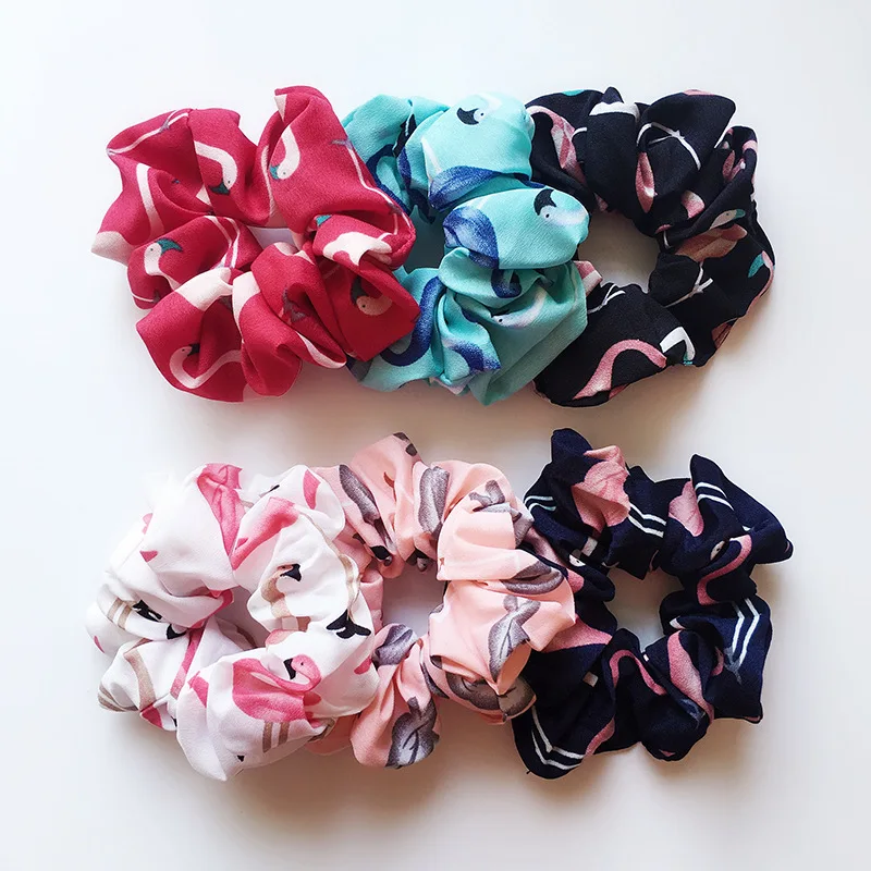 

Cross-border E-commerce Hot-selling Flamingo Simple Pure Colon Ring Fabric Hair Ring Manufacturer Customization