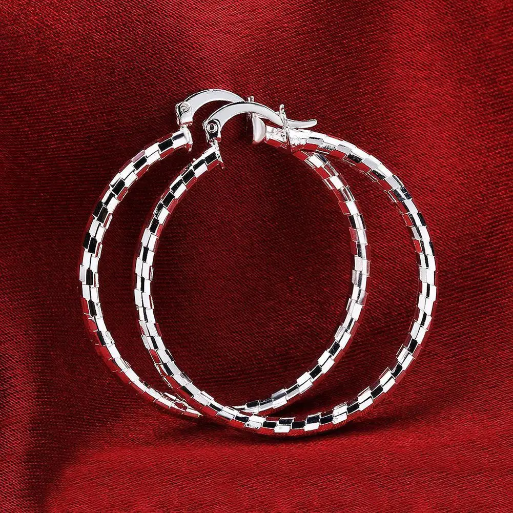 

Fashion Charm Silver Plated Ring Shape Earrings Women Jewelry Gift