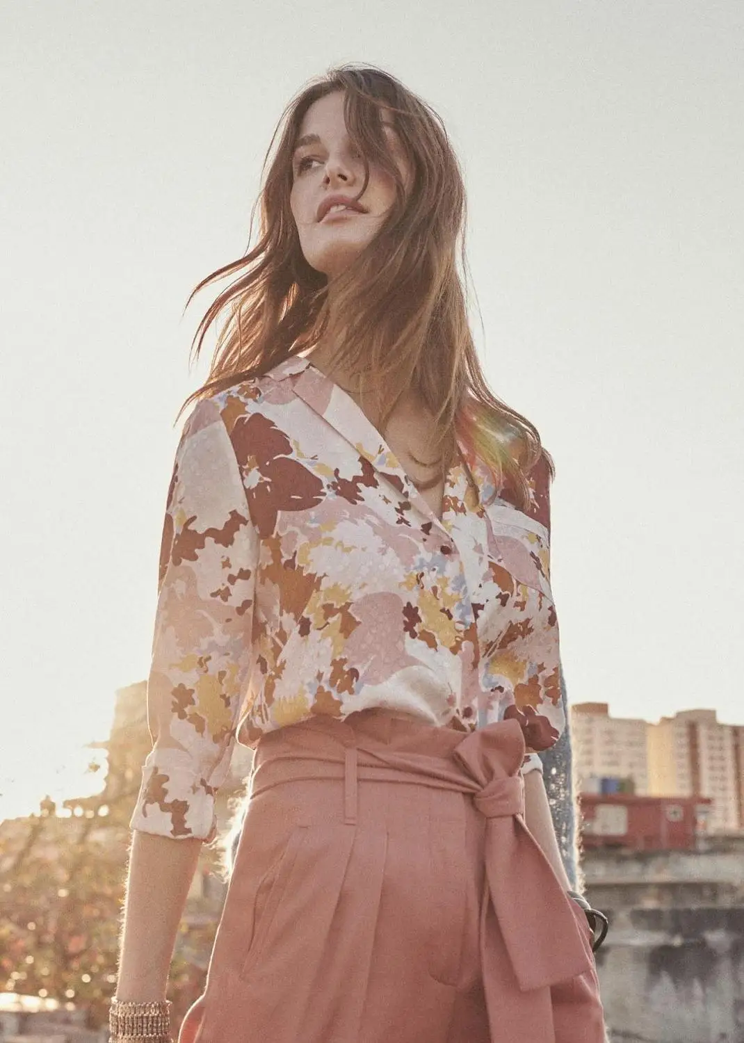 

Womens Spring Autumn Vintage Printed Tops Blouses Long Sleeves Printing Blouse Retro Silk Shirt Female 2019