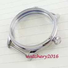 44 мм Parnis новейший популярный серебристый полированный чехол для часов из нержавеющей стали подходит 6497 6498 ручной обмотки полированный чехол для часов из нержавеющей стали