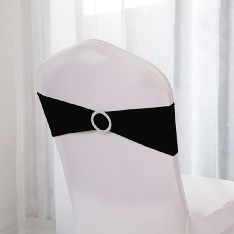 Эластичный Чехол для стула с бантиком, 1 шт.,, праздничные вечерние принадлежности для свадьбы, отеля, банкета - Цвет: Черный