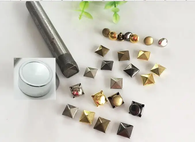 

1set Square Rivet Fixing tool kit+ 100set 8mm 10mm Pyramid Studs Rivet Nailhead Spike Square Leather Craft DIY Rock Punk