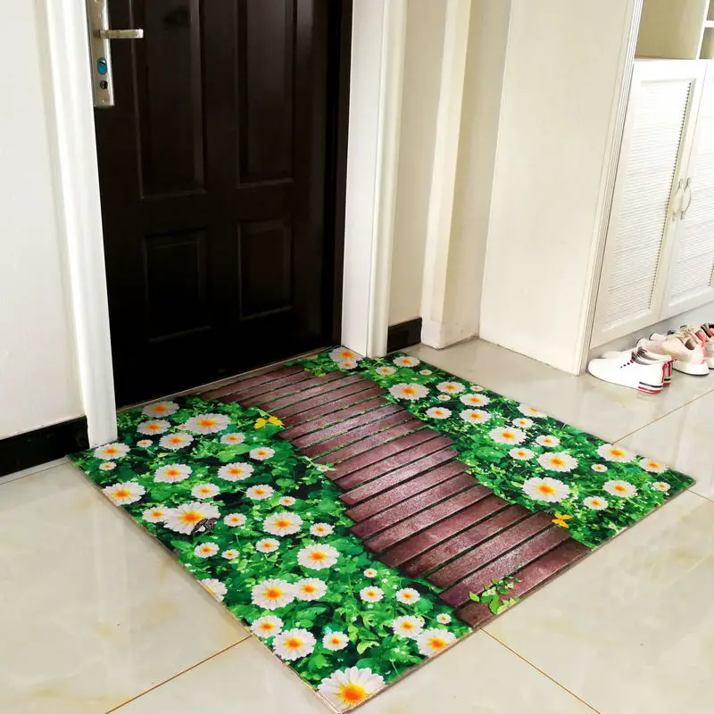 3D السجاد زهرة اللوحة المعيشة غرفة نوم البساط أريكة طاولة القهوة حصيرة اليوغا سادة الأزرق المتوسط نمط عدم الانزلاق