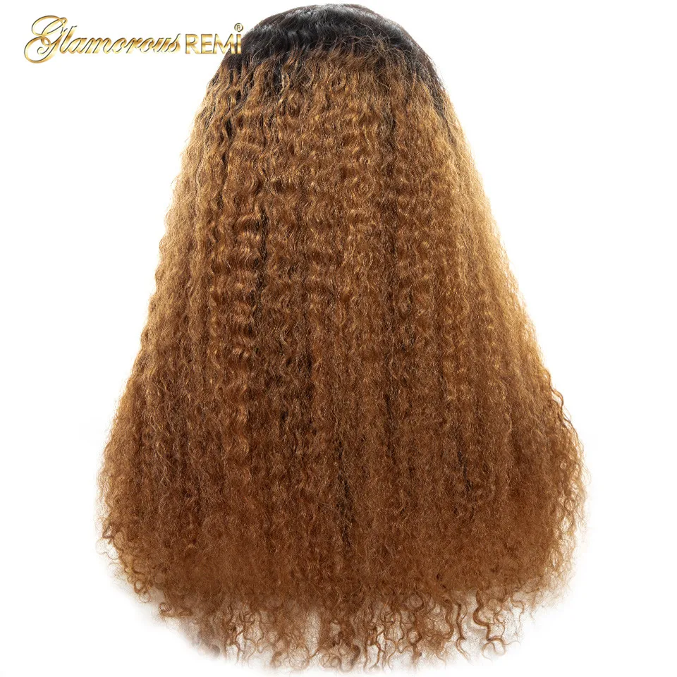 Lace Front Brazilian Human Hair Wig African Kinky Curly Remy Hair Ombre Brown Lace Front Wigs with Baby Hair for Black Women