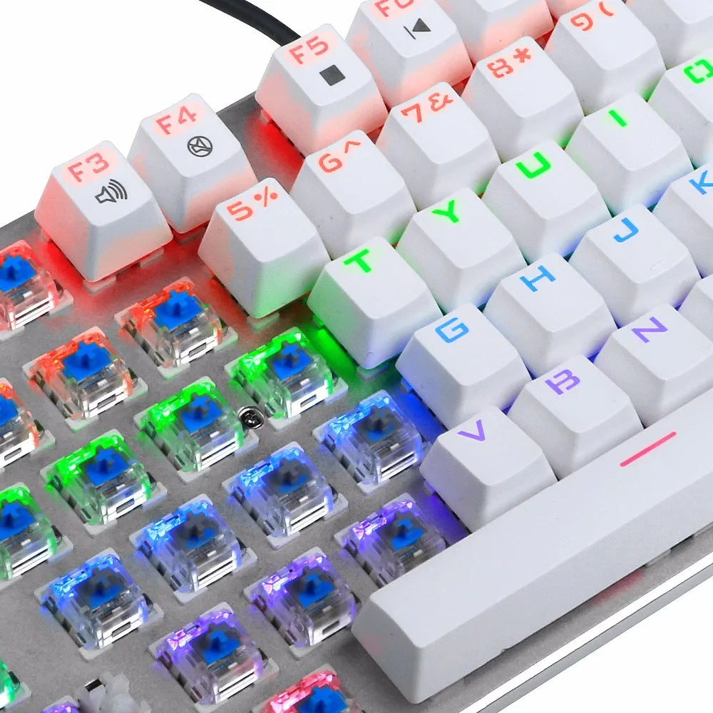 TKL Mechanical Keyboard multiple  Switches 81 keys rainbow LED Backlit Aluminum Gaming Keyboard with Detachable Cable Z88 5