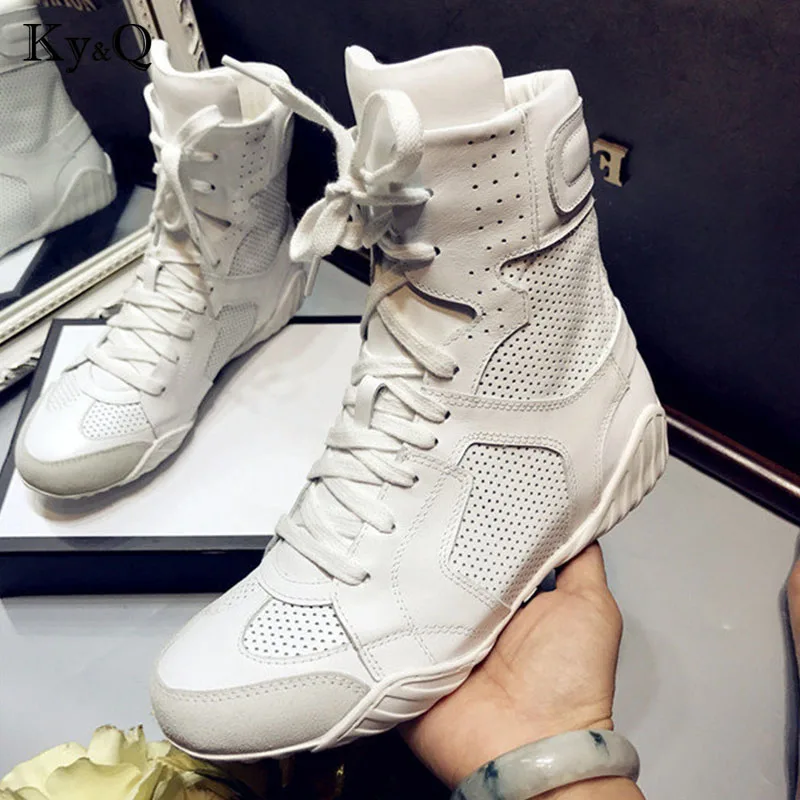 

2018 Genuine Leather Shoes Flat Muffin Heel Sneakers Women Lace Up Casual Ankle Boots Autumn Suede Tenis Feminino 34-40