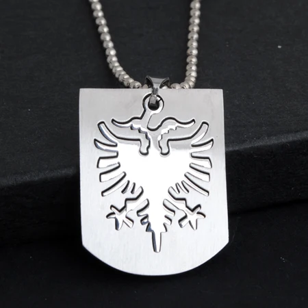 

Men Necklace 2016 New Designer Stainless Steel Phoenix Albania Flag Cutting Pierced Necklace For Men Male Pendant Necklace Chain