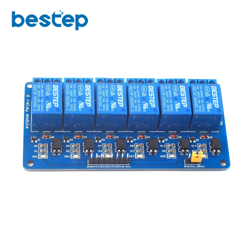 

5PCS 6 Channel 5V Relay Module Low level triggered 6Channel 5V Relay Module Board for PIC AVR MCU DSP ARM