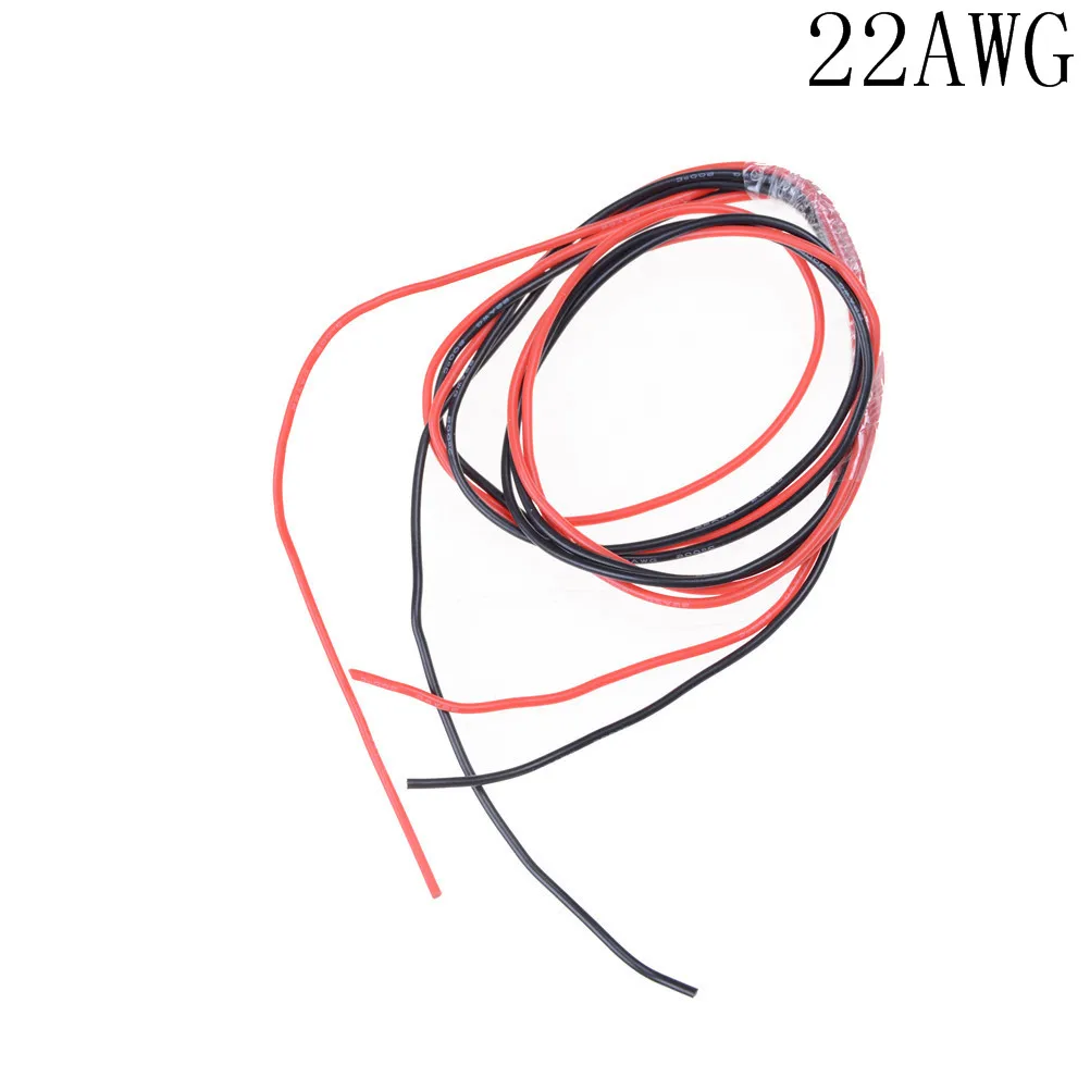 1 метр Черный + красные силиконовые провода 12AWG 14AWG 16AWG 22AWG 24AWG термостойкий мягкий