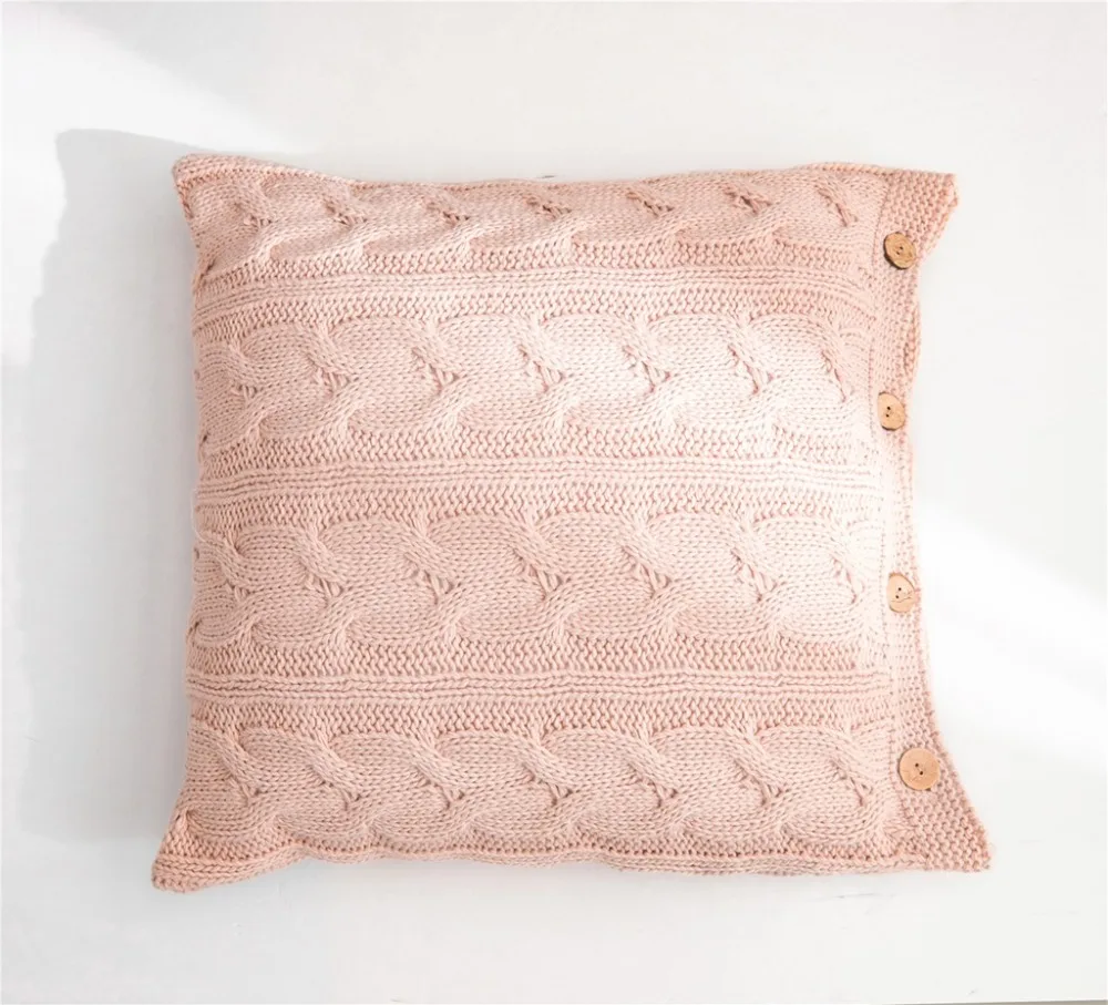 Gift Knit Twisted Cables Decorative Cushion Cover Sofa Throw Pillow Case Buttons Gift Knit Twisted Cables Decorative Cushion Cover Sofa Throw Pillow Case Buttons