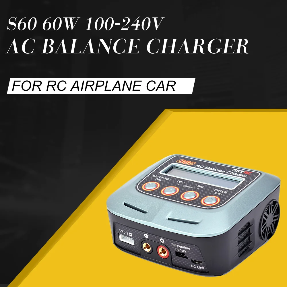 SKYRC S60 60W 6A 100-240V зарядное устройство переменного тока/зарядное Dis для 2-4S LiPo LiHV LiFe Lilon