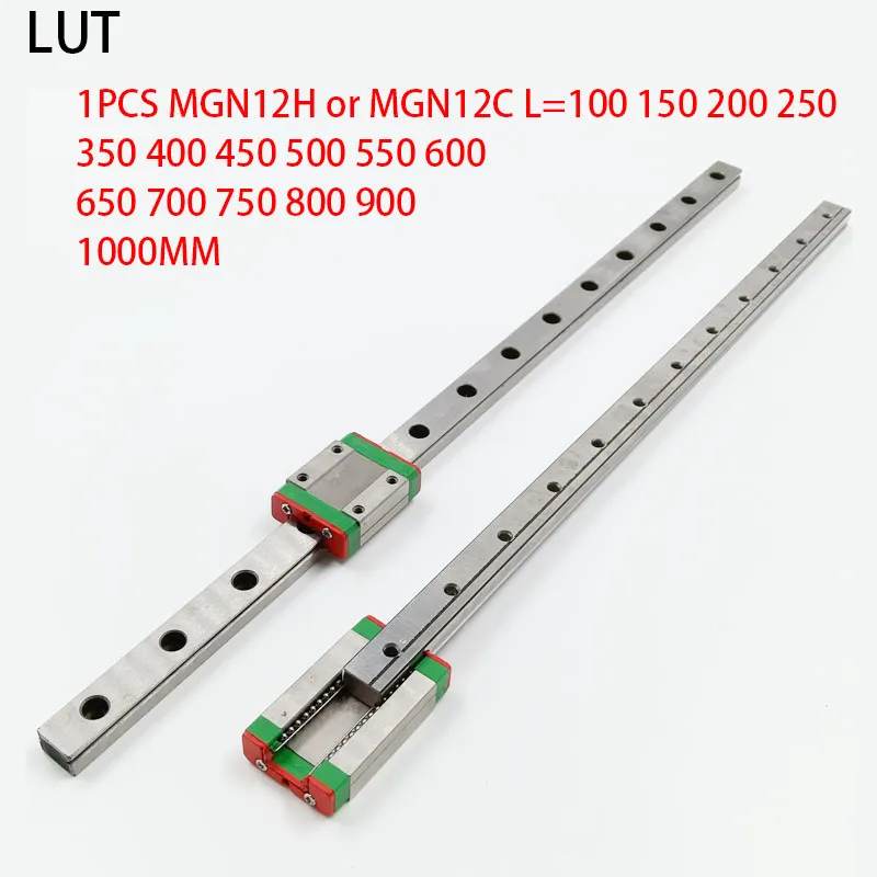LUT 12 мм линейной направляющей MGN12 L = 100 200 300 350 400 450 500 600 700 линейный железнодорожные