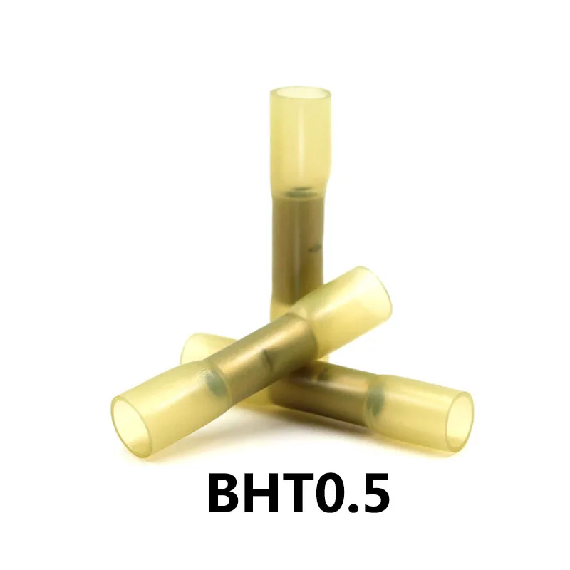 BHT0.5 BHT1.25 BHT2 BHT5 термоусадочный стыковой Водонепроницаемый изолированный разъем Terminal нейлон латунный зажим 20 шт. внт красные, синие желтый - Цвет: BHT0.5