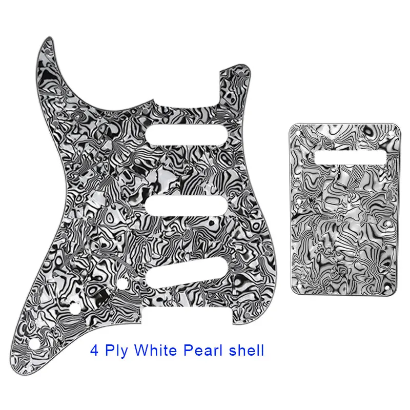 Pleroo левша Гитара Pickguard с задней пластиной костюм для США/Мехико Fender Stratocaster стандартная SSS ST скретч пластина - Цвет: white pearl shell
