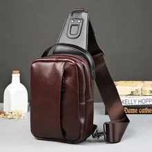 2016 men crazy horse leather shoulder bag casual package thoracic man satchel tide chest pack