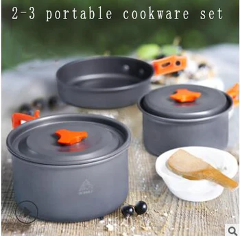 

Outdoor Portable Camping Pots Wild Stoves 2 -3 person Picnic Cookware Set