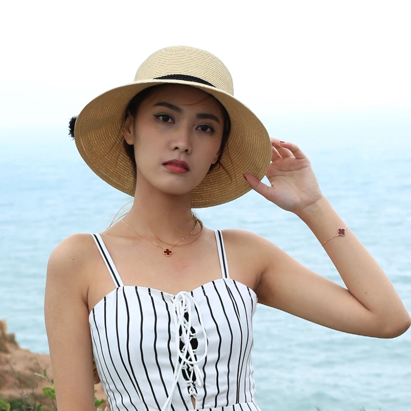 

Women Summer Hats for Women Chapeu Feminino Visors Cap Handmade Tassel Straw Sun Collapsible Anti-UV Hat Beach Hats for Women