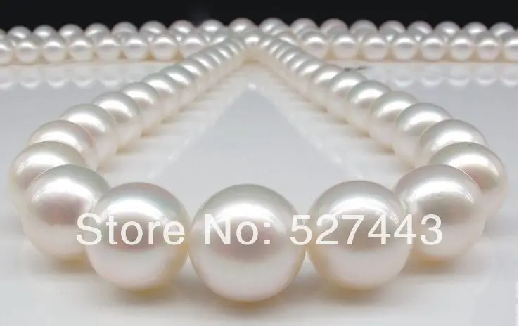

Wholesale free shipping >>HUGE NATURAL 18"13-15MM NATURAL SOUTH SEA GENUINE WHITE PEARL NECKLACE AAA