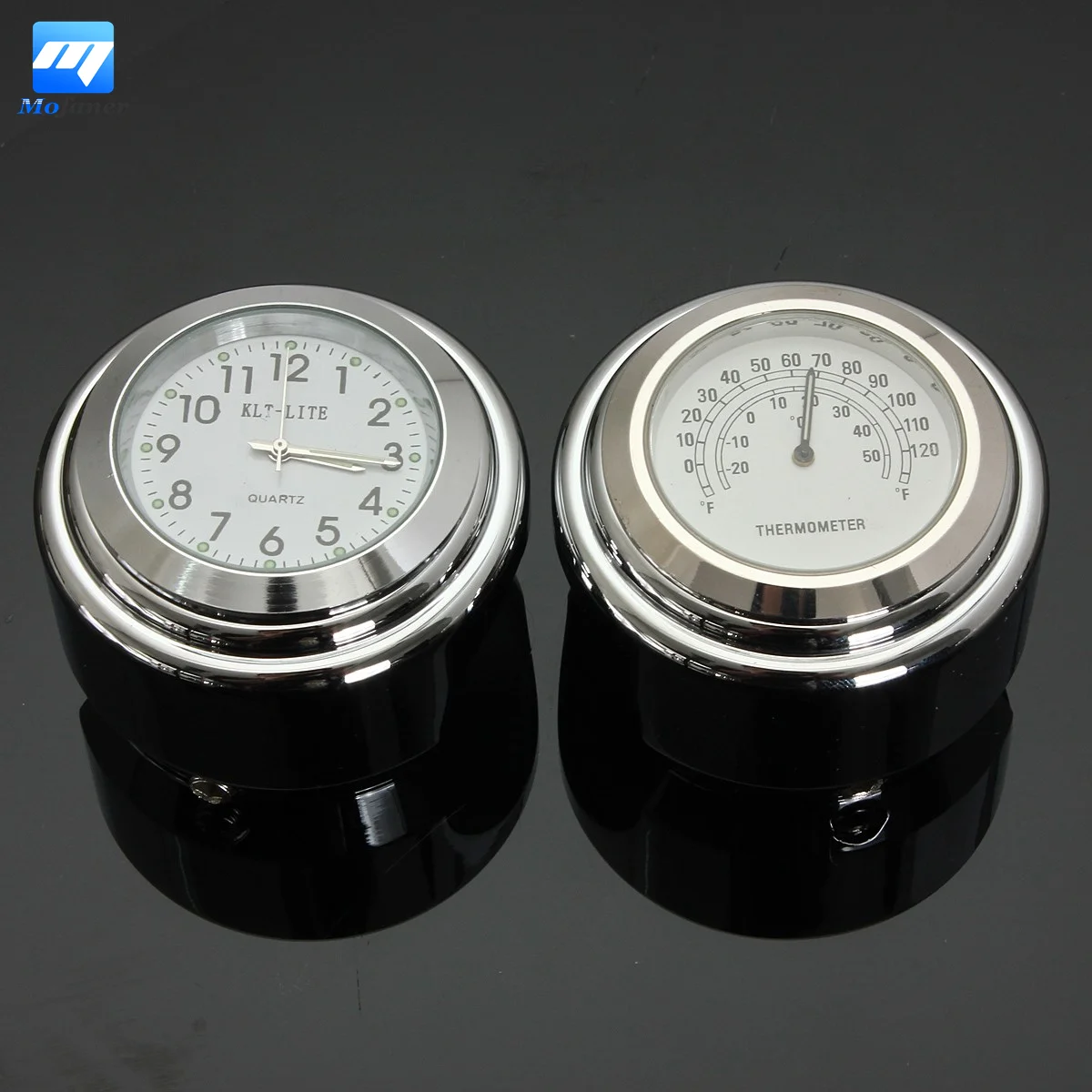7/8 Inch 1 Inch Chrome Motorcycle Bike Handlebar Mount Dial Clock