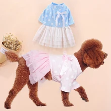 Собака Мягкий хлопок шифон волновой кружевная юбка одежда для детей на весну и для домашних питомцев, одежда для домашних животных маленькие собачки Чихуахуа для Мопсов, французских бульдогов подходит