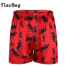 TiaoBug мужской красный Рождественский костюм на Хэллоуин лося трусы-боксеры с принтом Мужские шорты легкие свободные спортивные Lounge праздничные короткие штаны