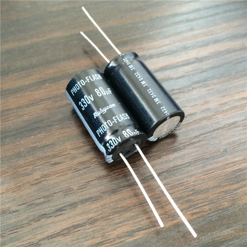 5pcs 80uF 330V Rubycon Photo Flash Capacitor 12.5x26mm 330V80uF PH