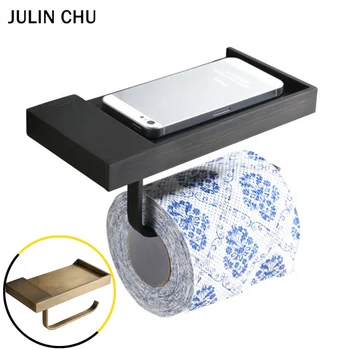 

Toilet Paper Holder with Shelf Retro Brass Bathroom WC Bronze Black Tissue Paper Towel Holder Antique Toilet Roll Hanger Rack