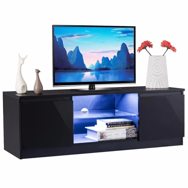 Giantex High Gloss Tv Stand Unit Cabinet Media Console Furniture Giantex High Gloss Tv Stand Unit Cabinet Media Console Furniture With Led Shelves Living Room Storage