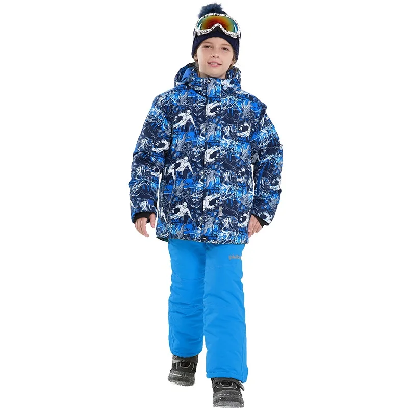 

Dollplus Winter Sports Suits for A Boys Waterproof Windproof Ski Sets Kids Warm Ski Jacket and Pants Outdoor Hooded Children Set