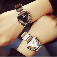 2016 Fashion Women Dress Hollow Watches Vintage Leather Retro Antique Quartz Wristwatches Female Clock Montre Femme Reloj Mujer