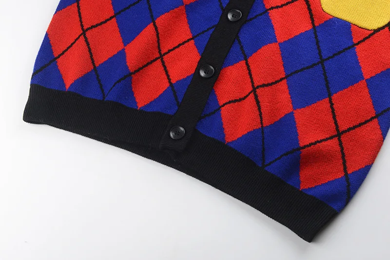Tricoté À V Lâche Chaude Cardigan Mode 2018 Chandail Vente Longues Manches Casual Automne Plaid De Femmes Cou PqzZU