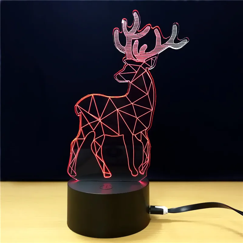[Seven Neon] Жираф Олень Рождественский олень акриловая настольная лампа 7 цветов 3D