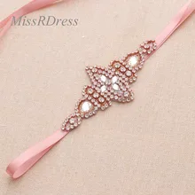 MissRDress Хрустальный пояс невесты ручной работы бусы розовое золото свадебный пояс стразы свадебный пояс для свадебного платья JK901