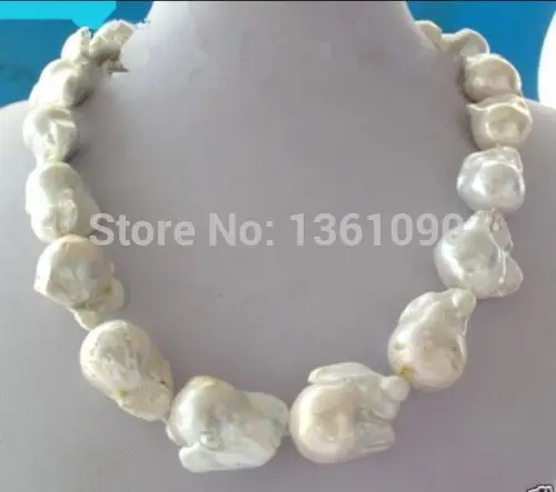 

N621 HUGE AAA SOUTH SEA WHITE BAROQUE PEARL NECKLACE 18" NEW