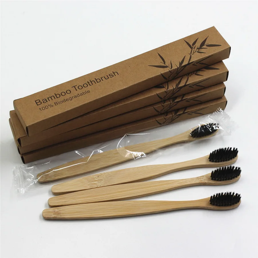 DHL 200pcs Soft Fibre Environmentally Wood Toothbrush Bamboo ToothBrush Wooden Handle Tooth brush