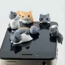 6 шт./партия, милый кот, пылезащитный заглушка для телефона 3,5 мм, универсальный для Iphone 4 4s, 5s, наушники, пылезащитный колпачок