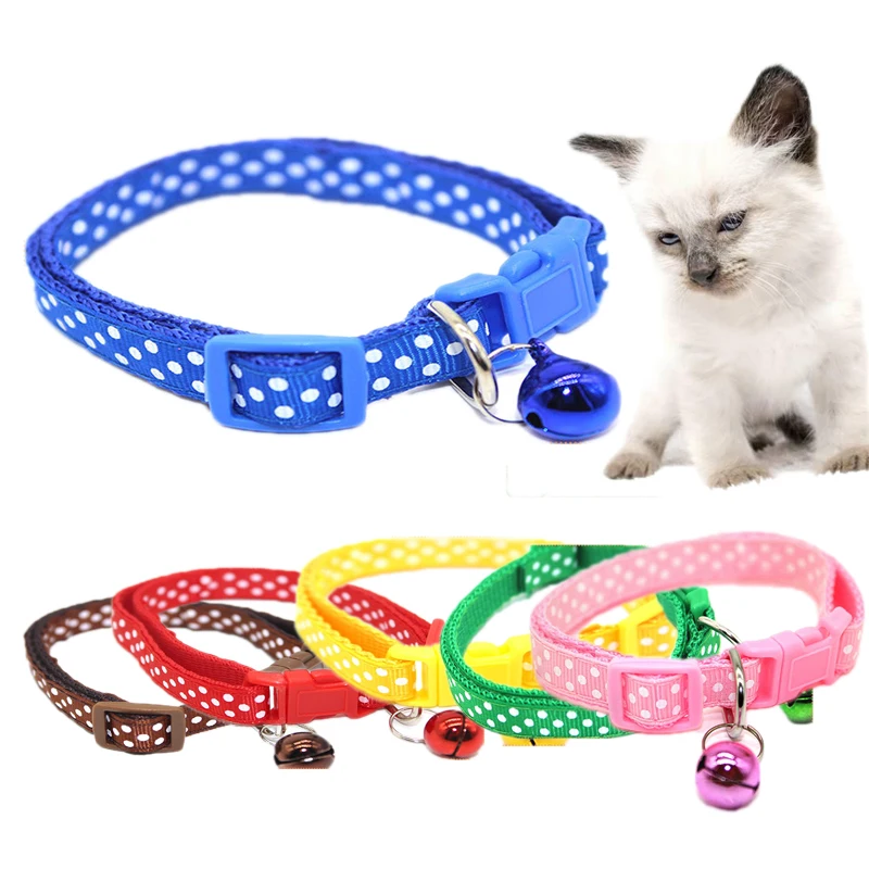 1.0cm Dots Printed Dog Collars Cute Printed Nylon Bell Collars for