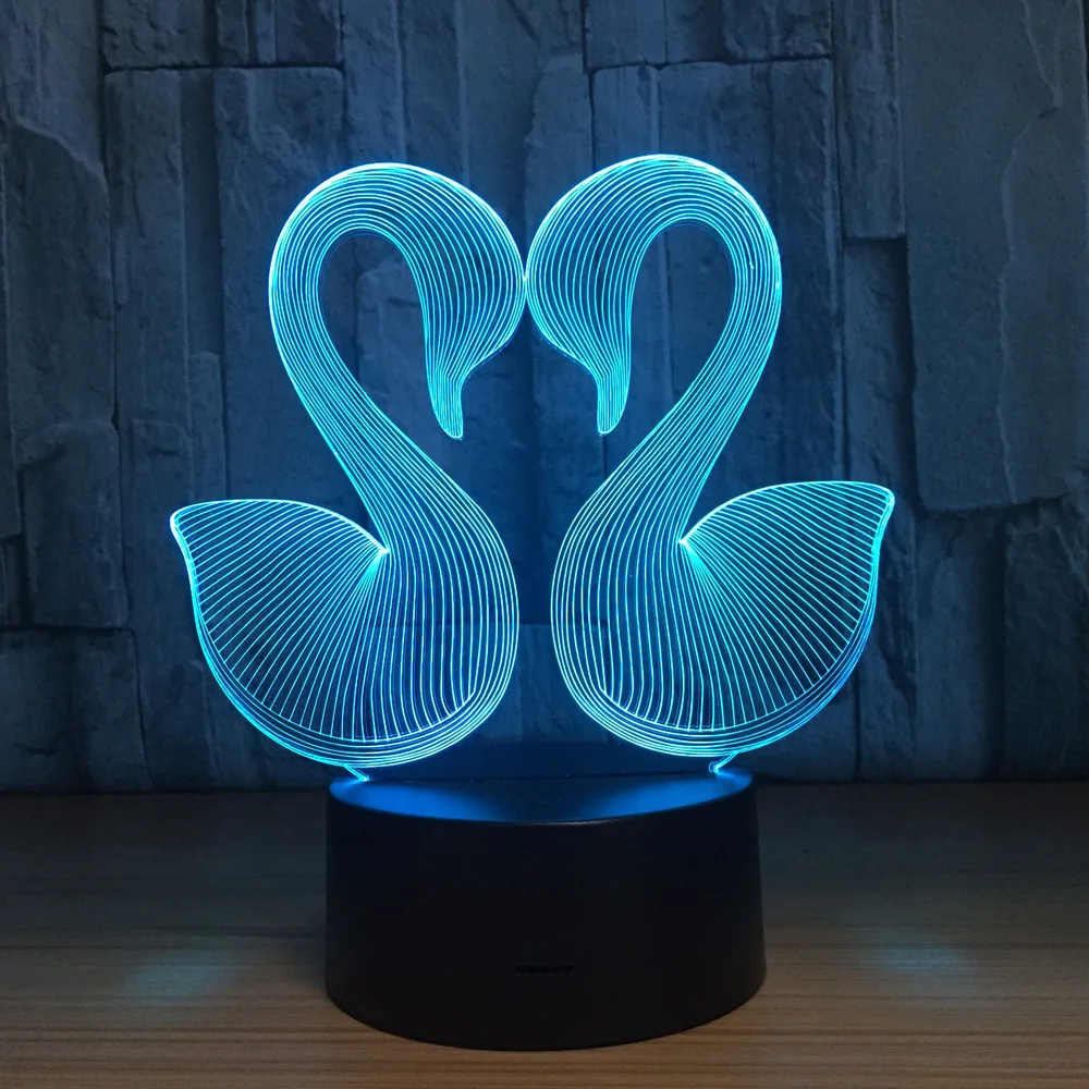 Lovely Swan Night Light 3D Illusio Lamp baby led Acrylic Remote Switch
