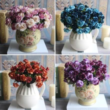 Остин, 15 голов, осенние шелковые цветы, искусственная Роза, для свадьбы, вечеринки, дома, Цветочная композиция, пион