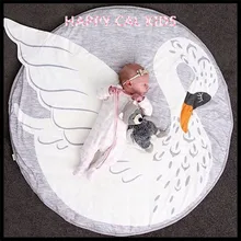 New Baby Сканирование Одеяло хлопок детская комната пол Ковры круглый ручная печать Лебедь Chilren мягкий игровой Коврики Ковры 90 см