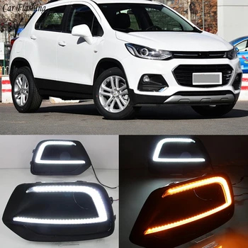 

2pcs For Chevrolet Trax 2017 2018 Yellow Turn Signal Relay Waterproof Car DRL Lamp 12V LED Daytime Running Light Daylight