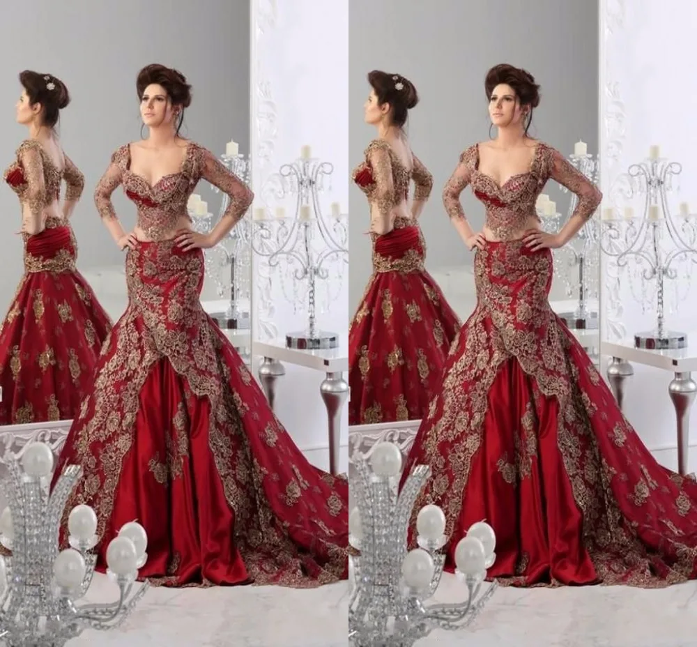 India Style Evening Dresses Sweetheart Three Quarter Sleeve Mermaid